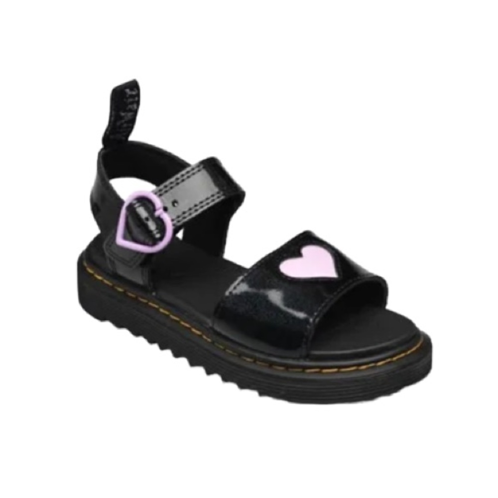 Dr. Martens “Marlowe Hearts” Patent Black Mary Jane Sandals - Girl’s Size 2 - Picture 2 of 11